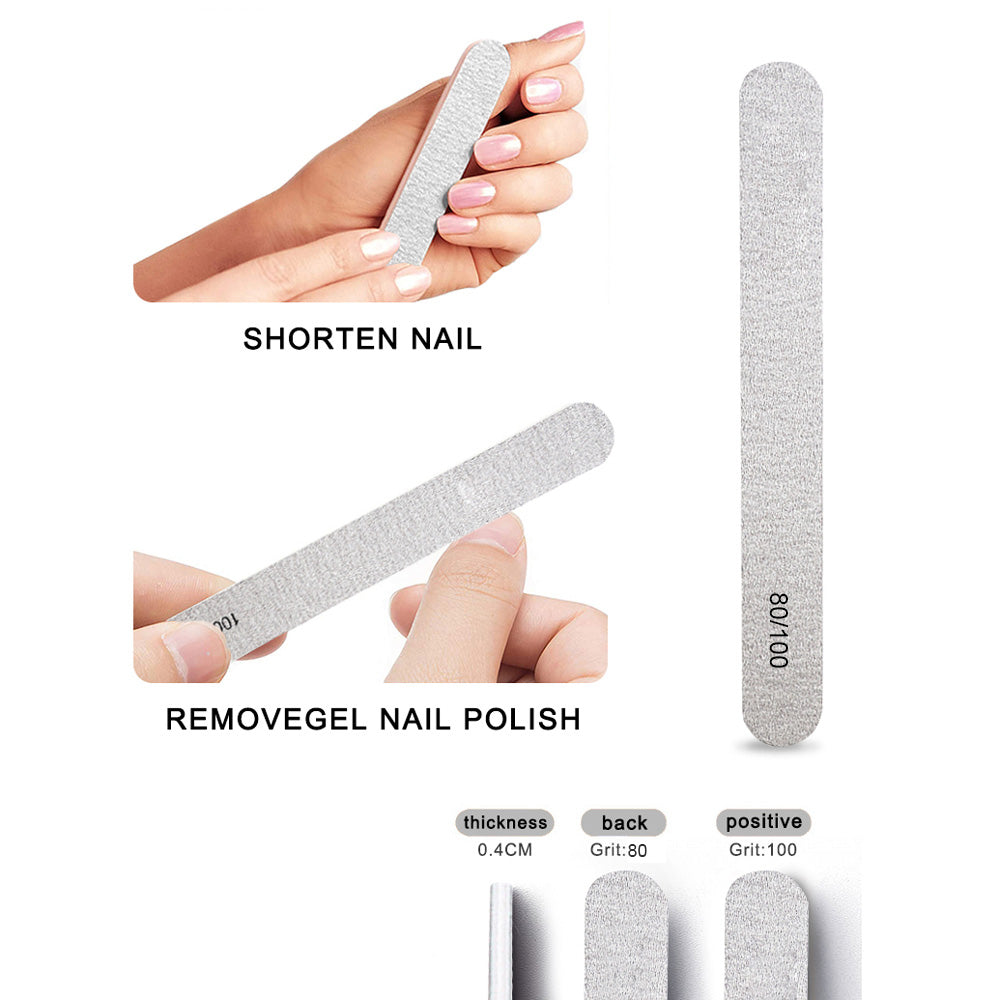 1.000 chiếc/hộp Giũa móng tay chuyên nghiệp hai mặt, độ nhám #80/100, chất liệu nhựa có thể rửa sạch, hiệu ứng vằn ngựa.