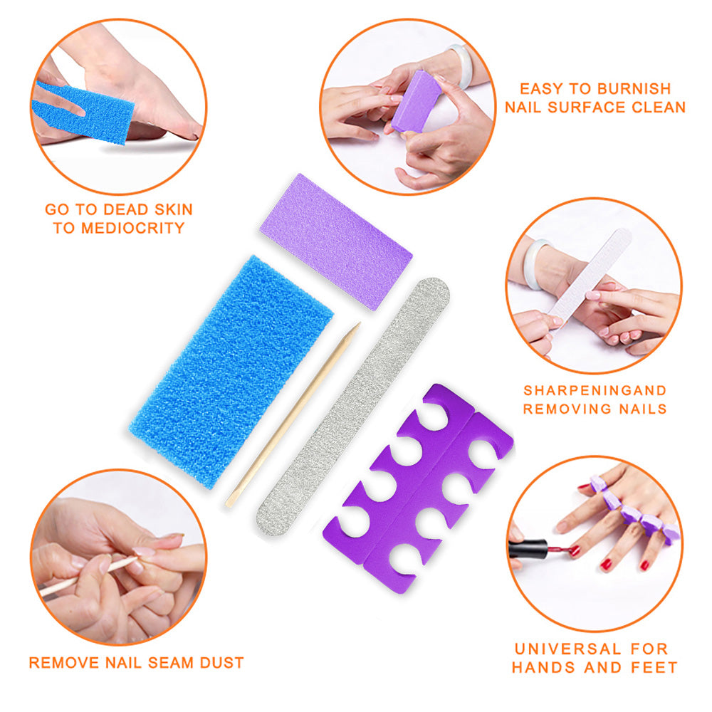 600 bộ/thùng, 5 món/1 bộ dụng cụ làm móng tay và móng chân dùng một lần, cung cấp vật tư cho salon.